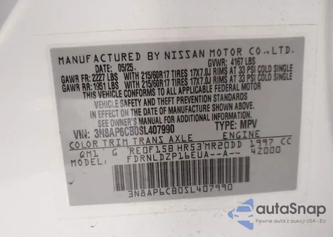 2025 Nissan Kicks Sv Intelligent Awd из США, поврежденный, VIN 3N8AP6CB0SL407990